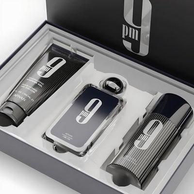 Afnan 9 Pm Erkekler için 3 adet, (3.4 oz Eau De Parfum Spray + 5.0 oz Duş Jeli + 5.0 oz Parfüm Deodorant)