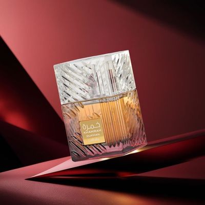 Lattafa Khamrah - Waniliowa, Gorąca, Pikantna, Bursztynowa, Cinnamon Perfume Długotrwała Wątek dla Unisexu, 3,40 uncji / 100 ml