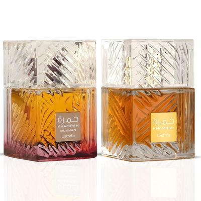 Lattafa Khamrah - Waniliowa, Gorąca, Pikantna, Bursztynowa, Cinnamon Perfume Długotrwała Wątek dla Unisexu, 3,40 uncji / 100 ml